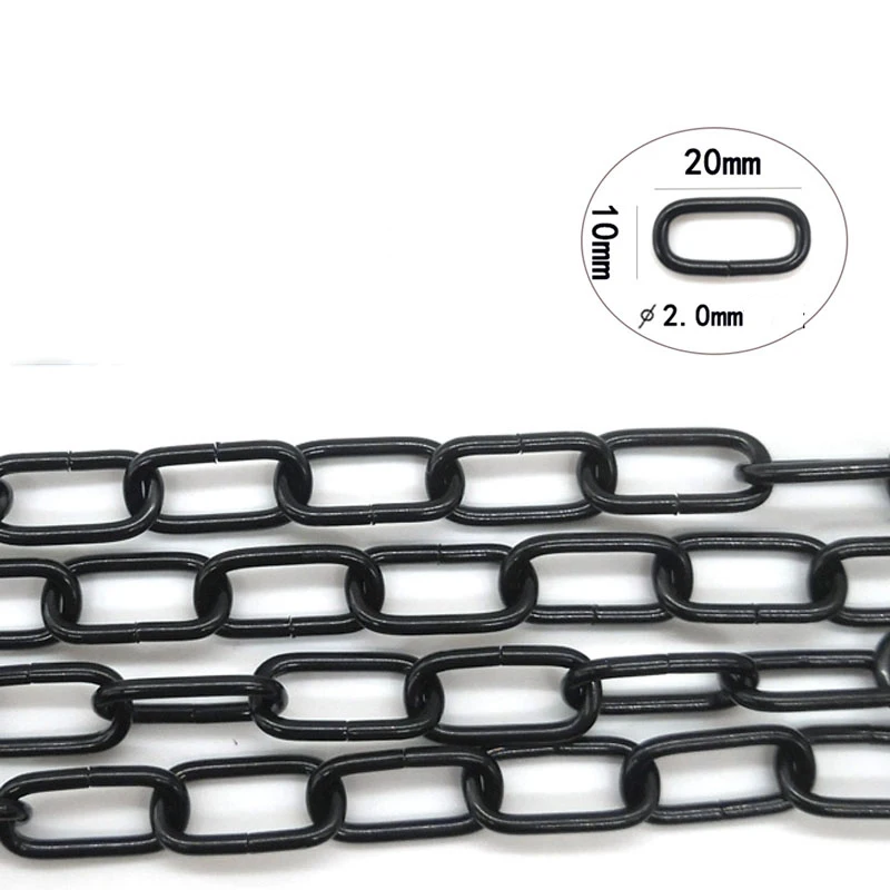 2mm Wire, 1-10m Length Black Square Chain Lamps and Lanterns Hanging Chain  Door Chain Clothing Hanging Chain Pendant Lamp Chain