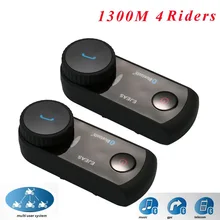 2 PCS 1300M Motorcycle Bluetooth Helmet Intercom for 4 Riders BT Wireless Interphone Headsets Bike Motorcycle Helmet Intercom