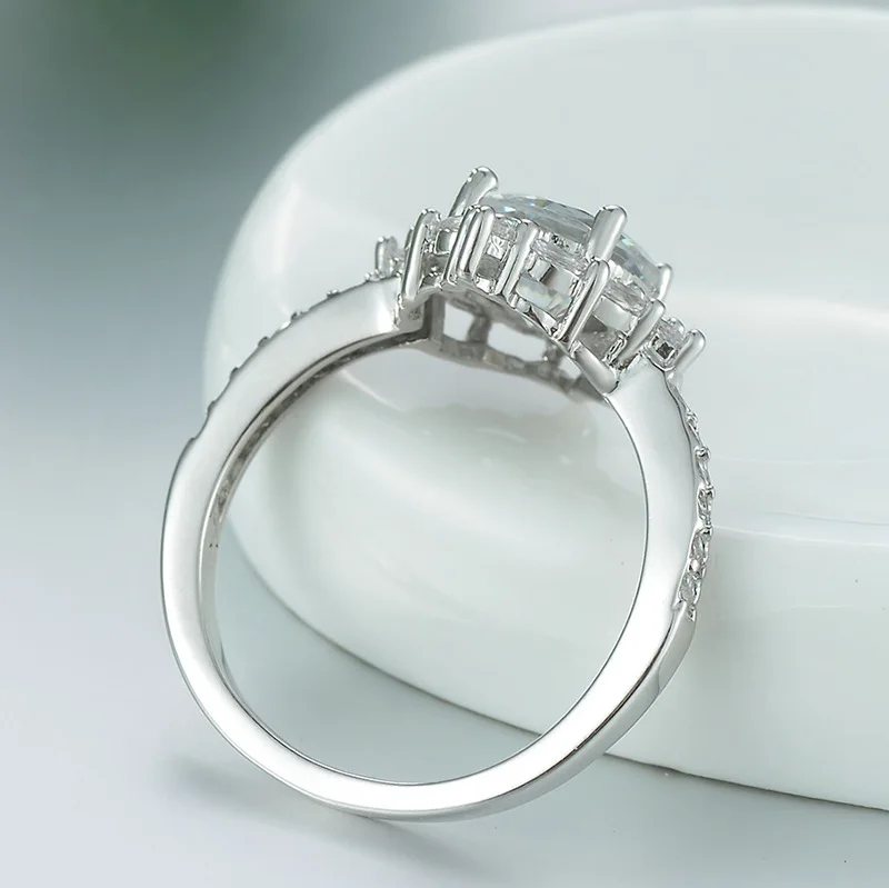Newest Sparkling luxury Flower ring 3ct AAAAA CZ Zircon 925 Sterling silver jewelry Engagement Wedding Band Rings for women