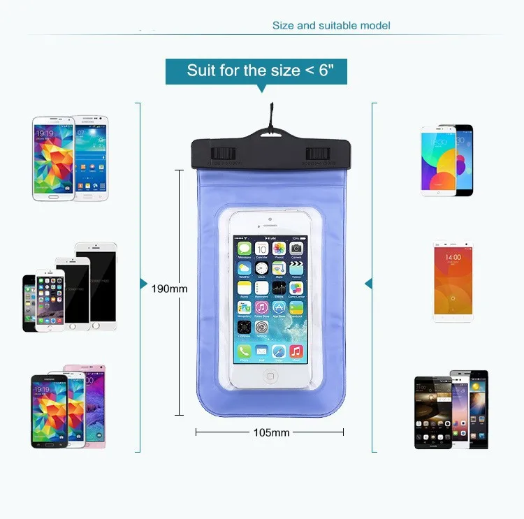 Универсальный герметичный Водонепроницаемый чехол для iPhone X 8 7 6S плюс Чехол сумка Чехлы для телефона Coque водонепроницаемые чехол для телефона