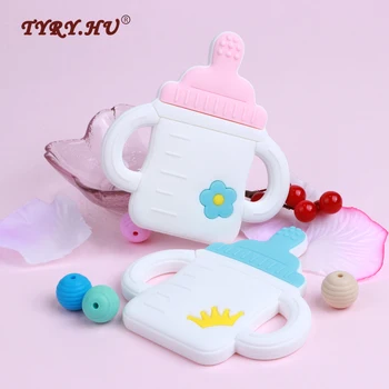 

TYRY.HU 1pc Baby Bottle Silicone Teethers Food Grade Silicone Beads Baby Teething Necklace Nursing BPA Free DIY Pacifier Chain