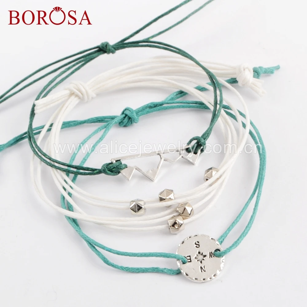 BOROSA дизайн 10 комплектов (3 шт разные браслеты каждый набор) 8 дюймов металлические