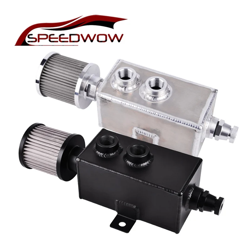 

SPEEDWOW Aluminum 2L Oil Catch Can Reservoir Tank / Oil Catch Tank With Breather Filter+Drain Tap