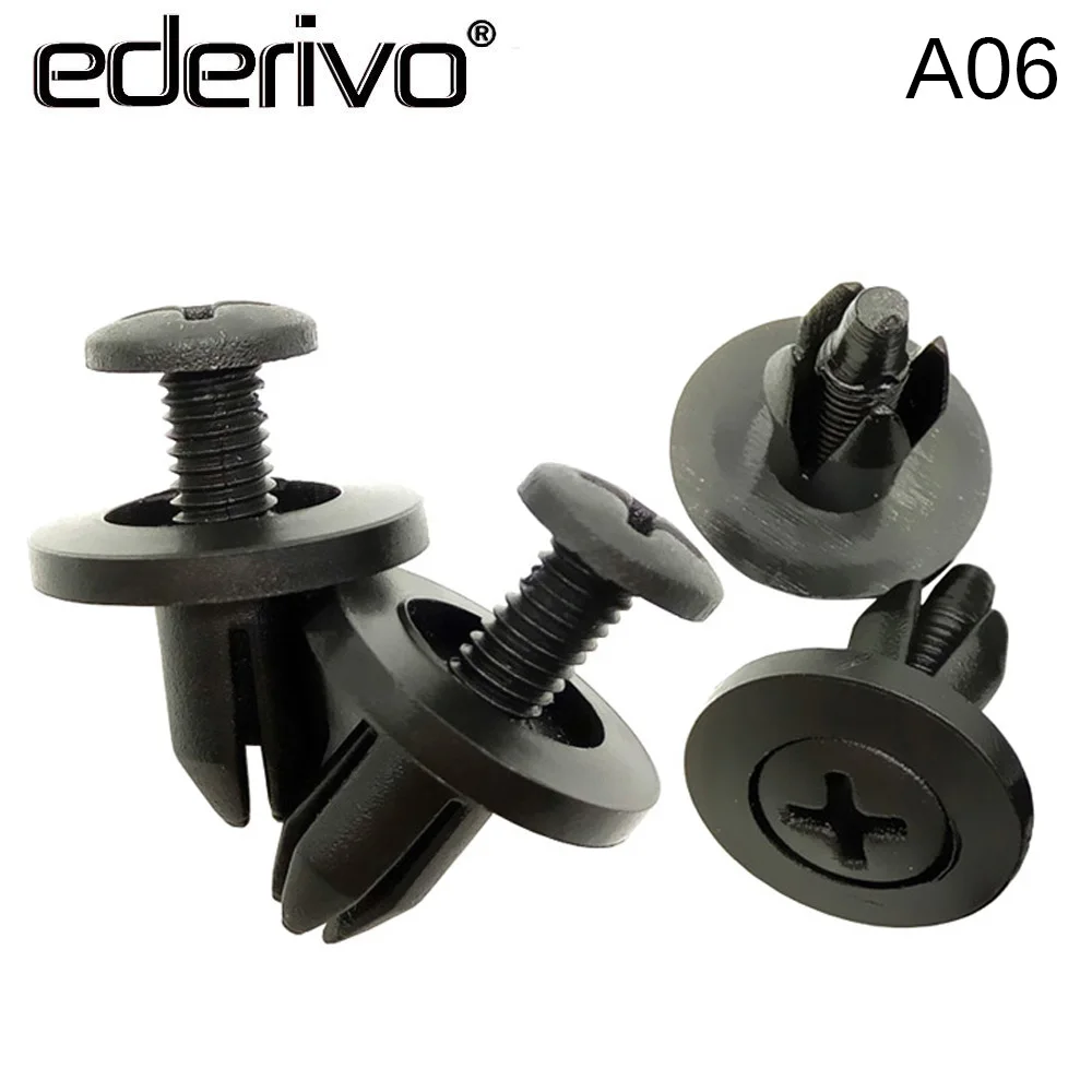Ederivo 1PCS 6mm Universal Clips Fastener Black Car Bumper Interior Trim Door Panels Fender