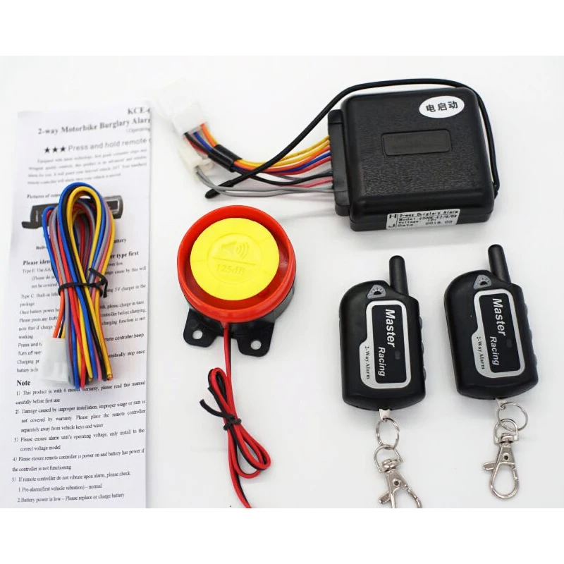 DC 12V Two Way Motorcycle Alarm Security System Motorbike 2 Way Alarm