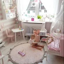 INS/120 см детский коврик для игр, ручная работа, толстый нескользящий детский коврик для ползания, детское одеяло для занятий в тренажерном зале с шерстяным шариком