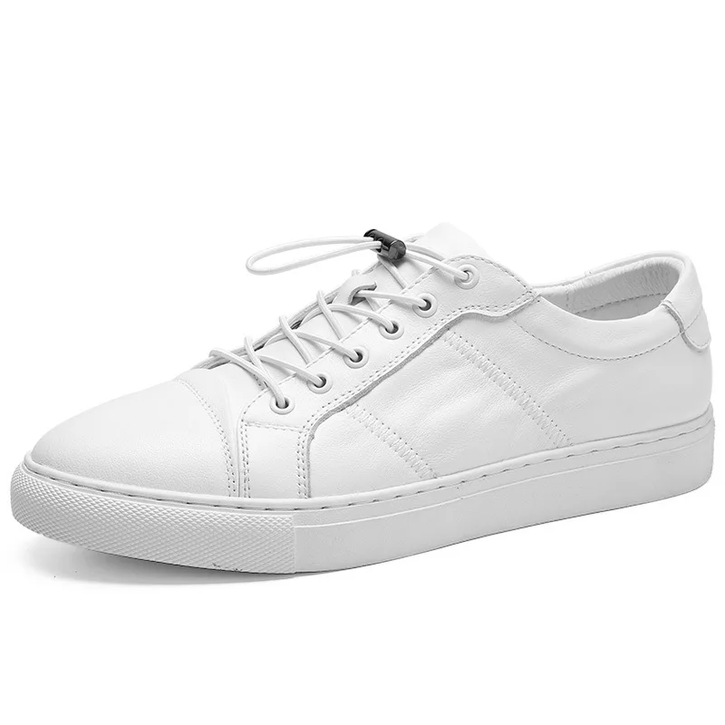 

Fashion Couple Small White Shoes Lace Leather Flat Sole Men's Shoes Single Shoes 2019 New Fashion Breathable Banquet Shoes