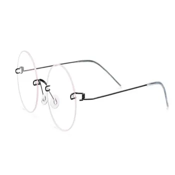 

MONGOTEN Rimless Unisex Fashion Titanium Ultralight Screwless Eyewear Frame Silver Black Goggle Clear Lens Myopia Eyeglasses