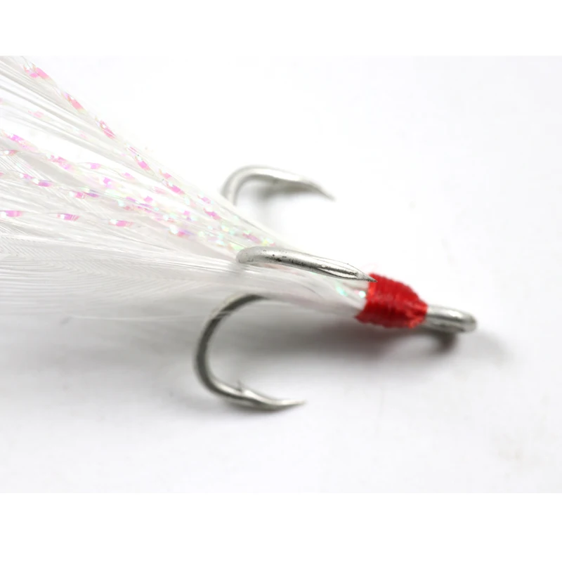 

10pcs Size 8 6 4 10 Soft Baits Assist Hooks Extra Sharp Treble Hook with Feather Flash Tail Fly for Fishing Lures Spoons