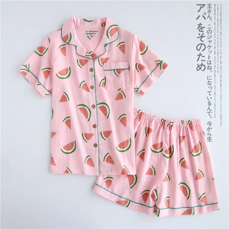 Короткая женская пижама из хлопка с коротким рукавом, женские пижамные комплекты, шорты, японская простая Милая мультяшная Пижама, Женская домашняя одежда - Цвет: DK TZ-10