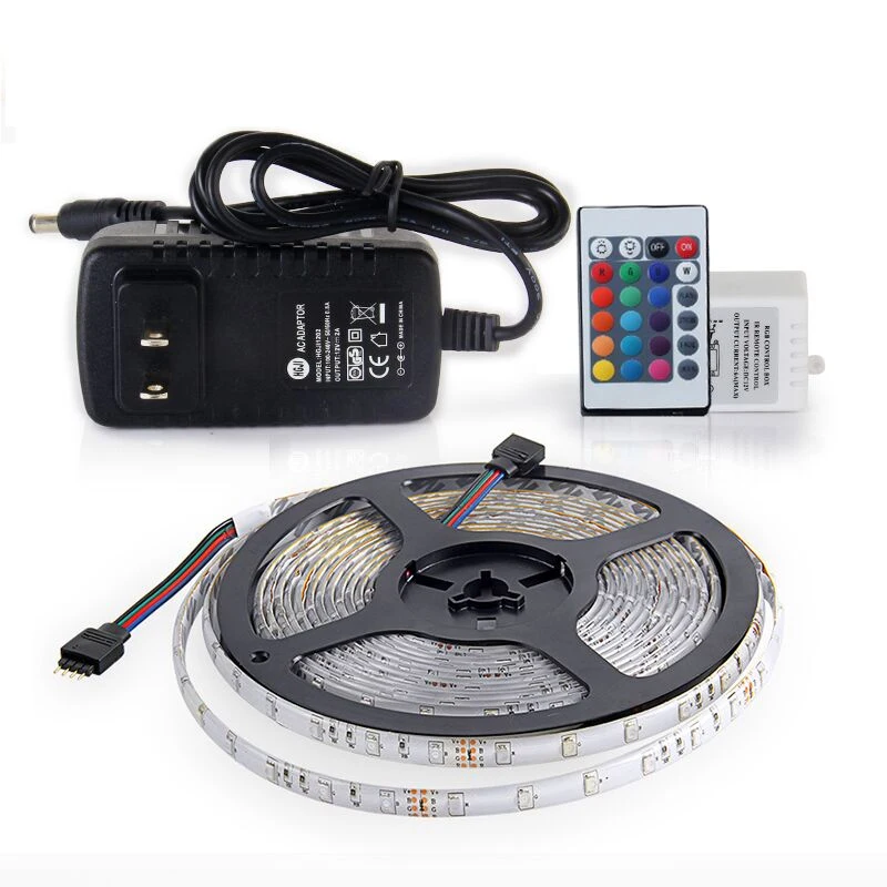 

RGB LED Strip Light Waterproof SMD3528 5M 300LEDs Flexible with Remote Controller 12V 2A Power Supply Neon Ribbon Diode Tape