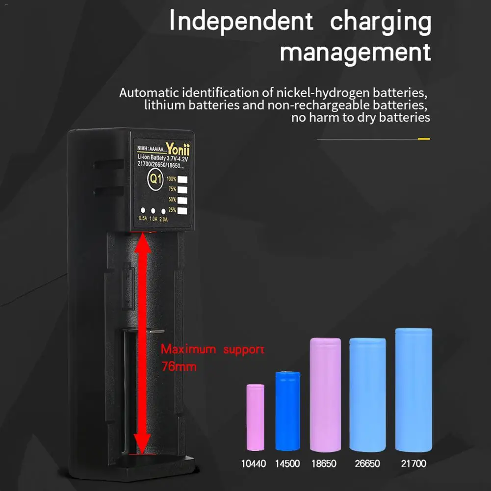 18650 зарядное устройство 26650 USB Смарт никель-водород AA AAA 21700 одиночный слот литиевая батарея зарядное устройство