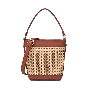 

cow Leather handbag 2019 new fashion wild rattan package rattan woven bag Messenger portable personality trendy packet