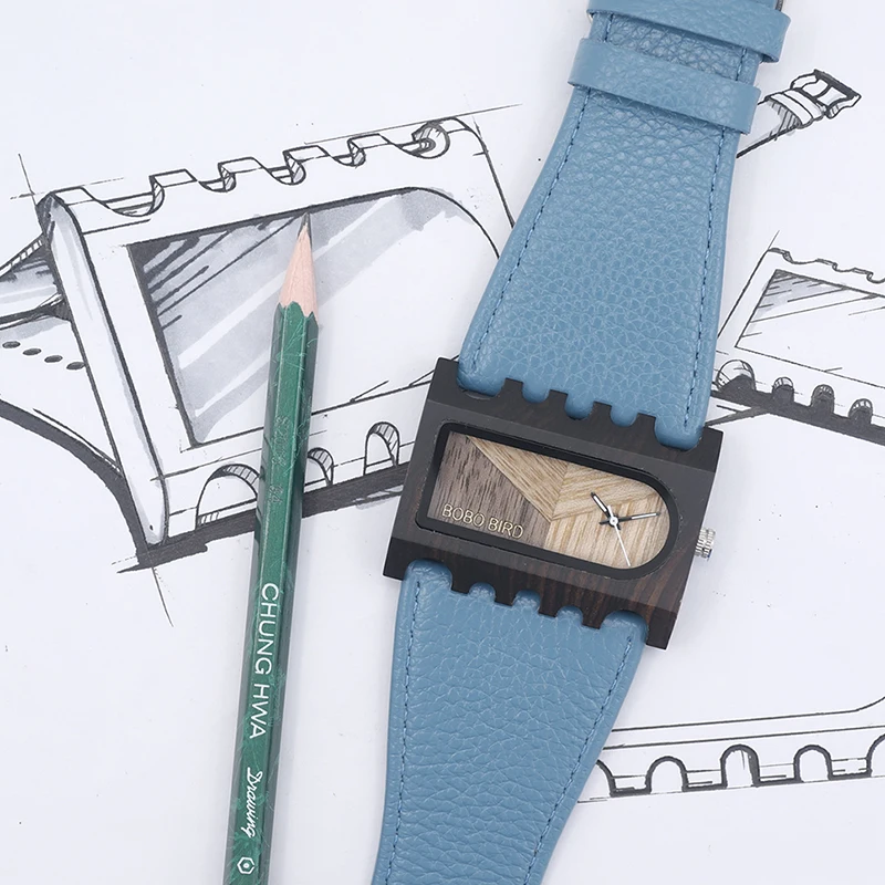 BOBO BIRD New Designer Wooden Watches Women with PU Leather Strap Quartz Watch (3)