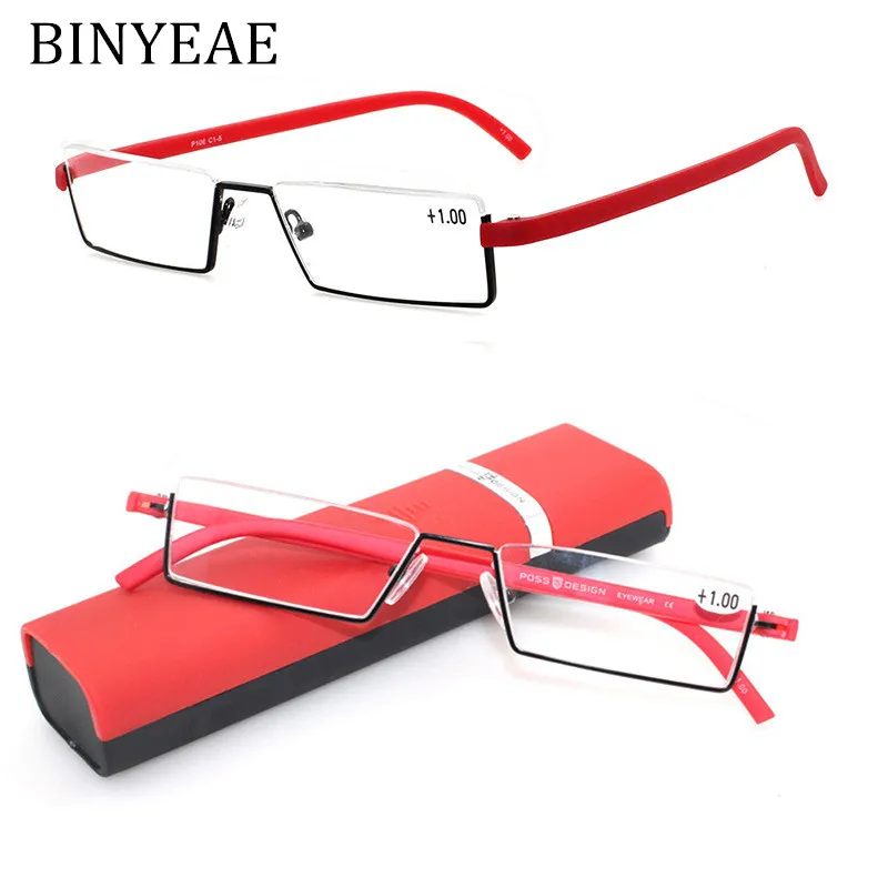 BINYEAE TR90 Reading Glasses for men easy to carry Semi Rimless 2.0 reading glasses womensin
