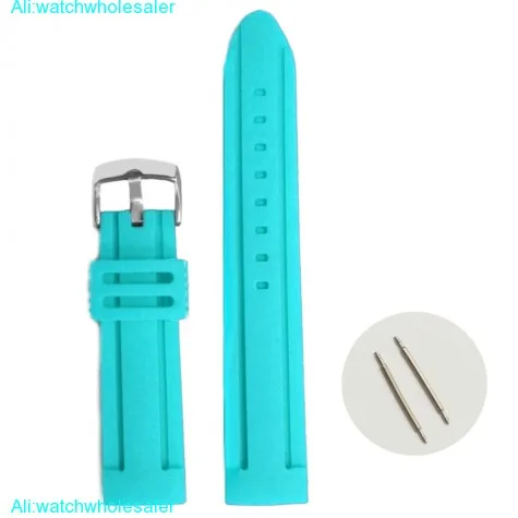 22mm Sky Blue Color Silicone Jelly Rubber Unisex Watch Band Straps WB1072Y22JB
