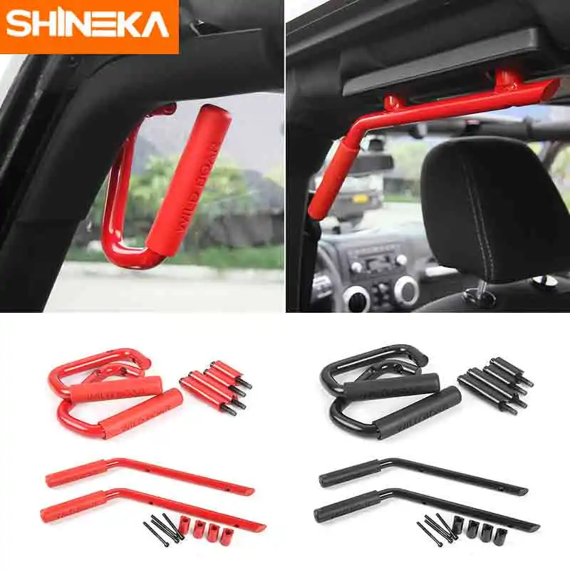 SHINEKA Aluminium Car Grab Handle Kit Front Rear Bar for Jeep wrangler