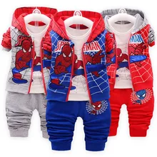 Детская одежда спайдермена г. Весенне-осенняя одежда для маленьких мальчиков Комплекты из 3 предметов карнавальный костюм детская одежда для мальчиков, спортивный костюм