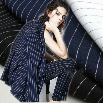 

Imported British suit fabric vertical stripes suit trousers British clothing fabric wool and cotton blended coat material