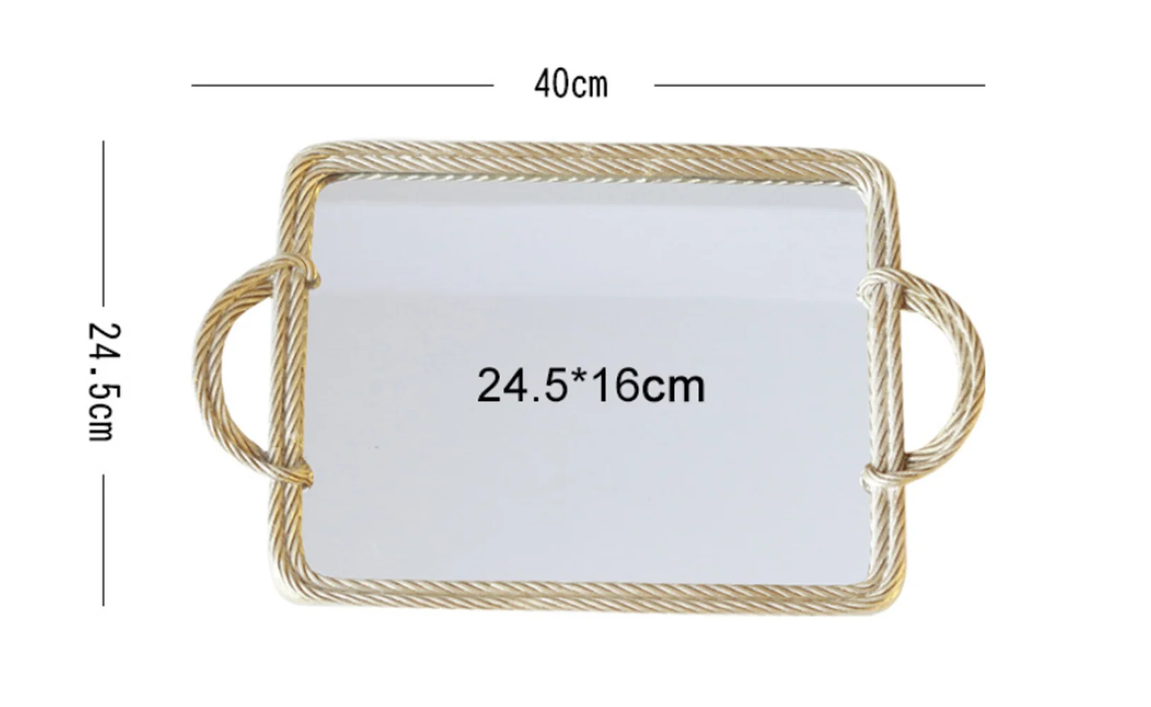 Creative Resin Mirror Tray Cosmetic Storage Tray Retro Rectangular Storage Mirror Shooting Props Serving Tray For Home