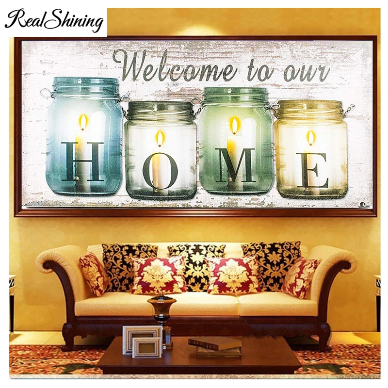 

Full square/round 5D DIY diamond painting "welcome to our home"3D embroidery pattern cross stitch kit mosaic home decor FS5852