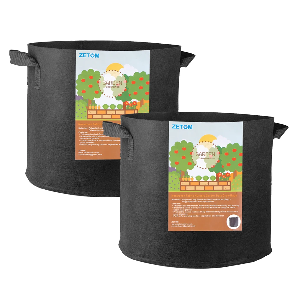 Grow Bags, 5 Gallon Thickened Nonwoven Fabric Pots Nursery ...