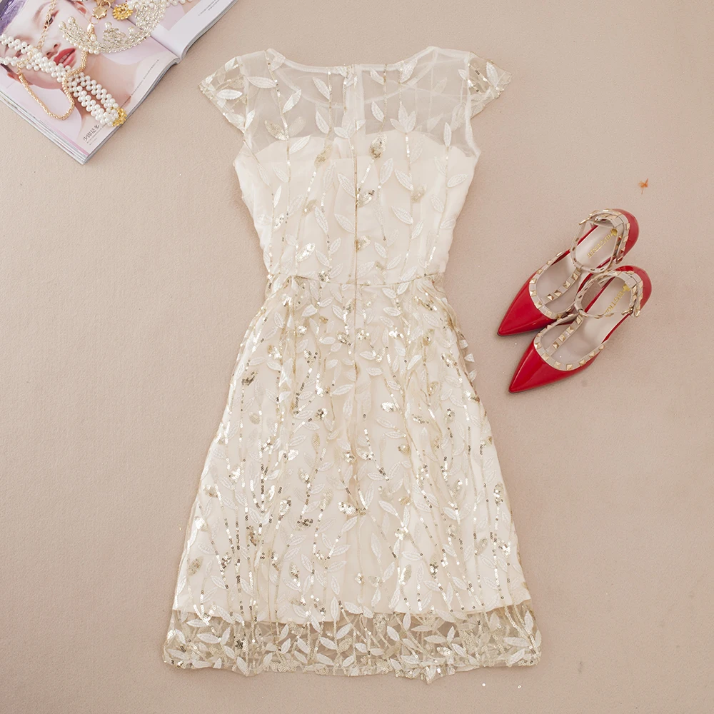 YoungGee Vestidos голубое платье знаменитостей кружевное с блестками и вышивкой