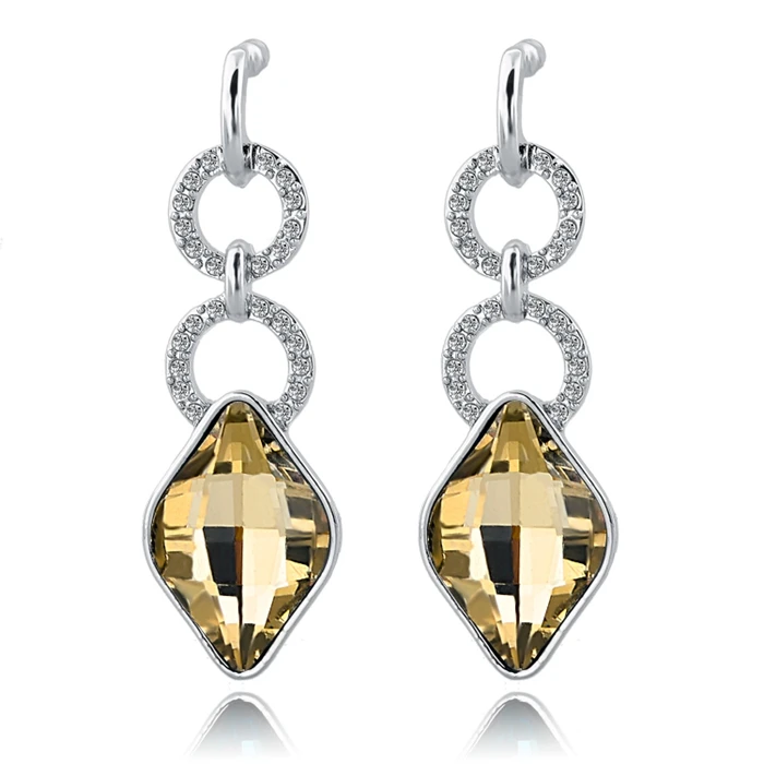 Серьги подвески женские серебряные с австрийскими кристаллами|dangling earrings for
