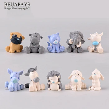 

50pcs Figurines Miniatures home decoration accessories Crafts hogar figurines bonsai Resin Pencil Dog Hippo Cow Donkey Hedgehog
