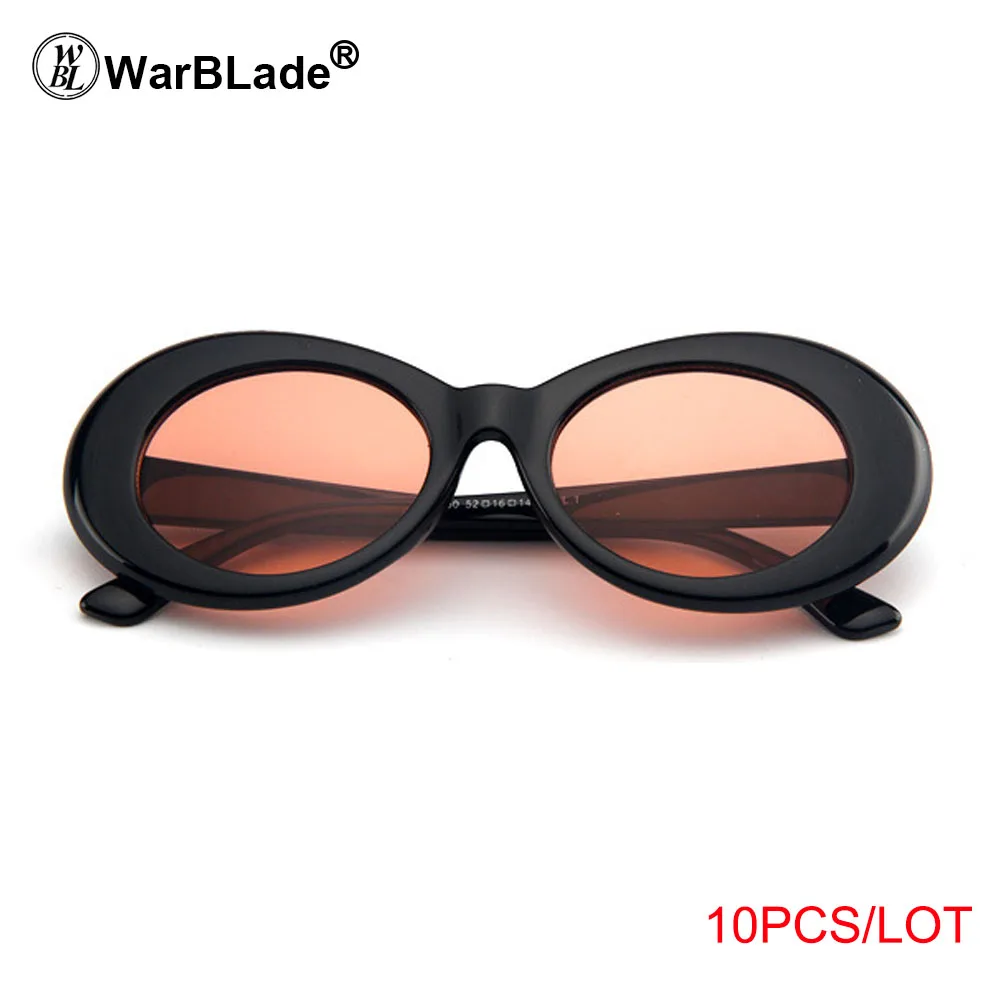 10 шт., женские очки, мужские NIRVANA Kurt, солнцезащитные очки Cobain, женские Овальные Солнцезащитные очки, черные, белые, UV400 - Цвет линз: 10 black orange