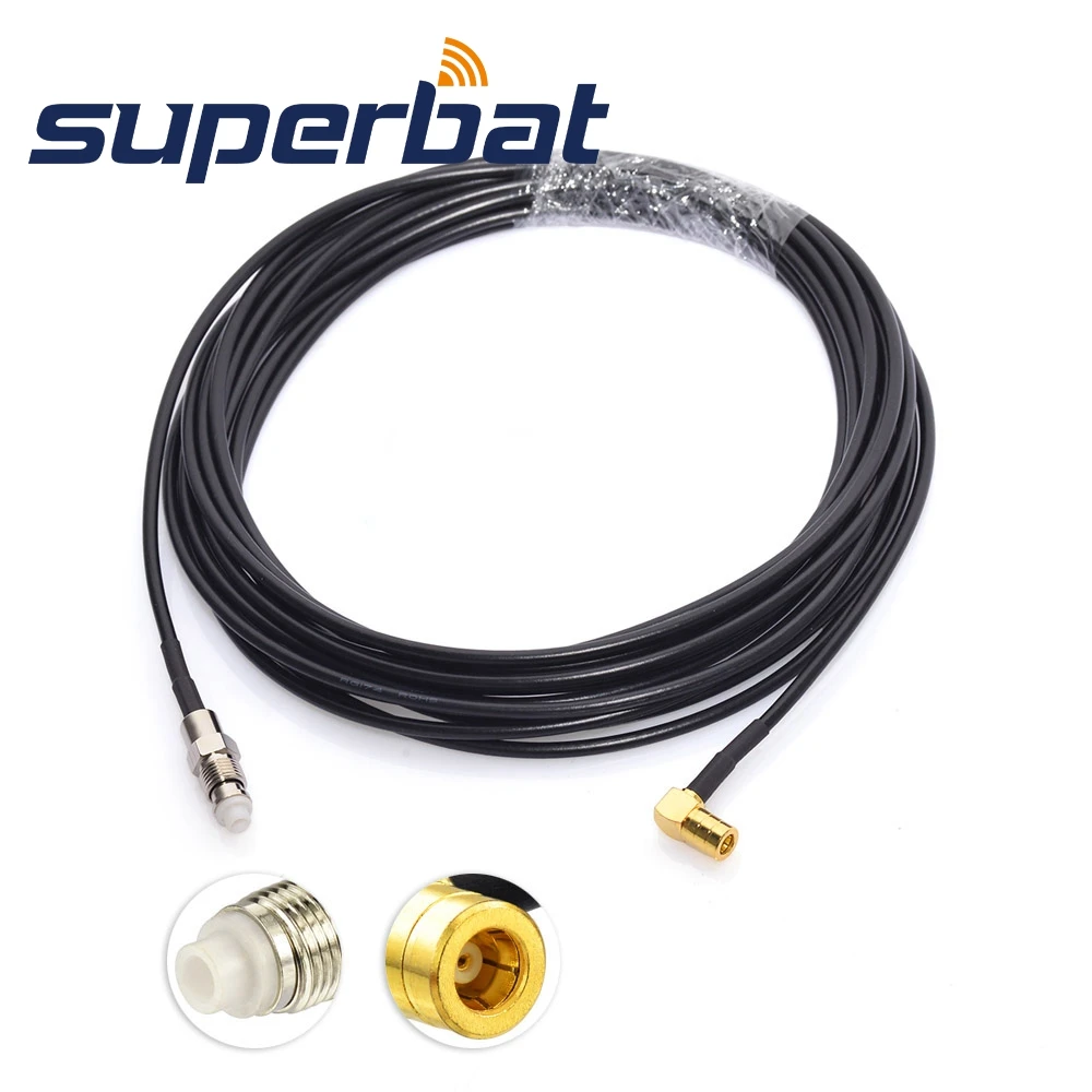 

Superbat DAB/DAB+ Car Radio SMB Connector Aerial FME Male Plug to SMB Female Jack Right Angle 5M Cable for Sony DAB
