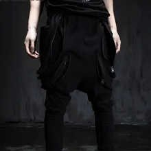 Мужской висит промежность Штаны персонализированные мульти-карман штаны-шаровары обтягивающие штаны брюки мужчины ночной клуб танцор костюмы