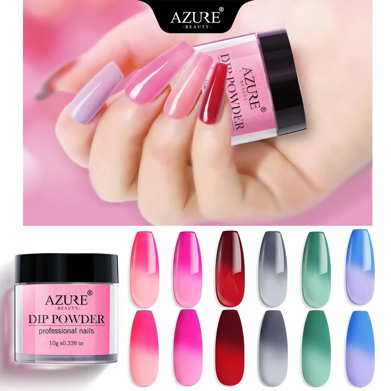 

Azure Beauty Thermal Color Dipping Powder Gradient Matte Effect Dipping Glitter Natural Dry For Nail Decoration 6 Colors