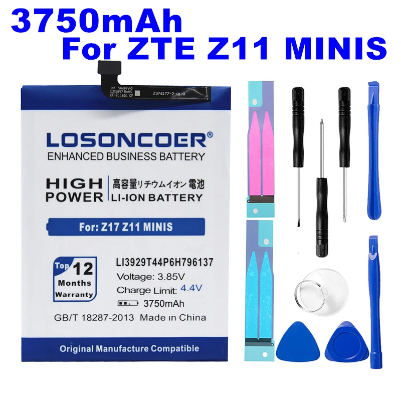 

LOSONCOER 3750mAh Li3929T44P6h796137 Battery For ZTE Nubia Z11miniS Z11 miniS NX549J Z17mini Z17 mini NX569H NX569