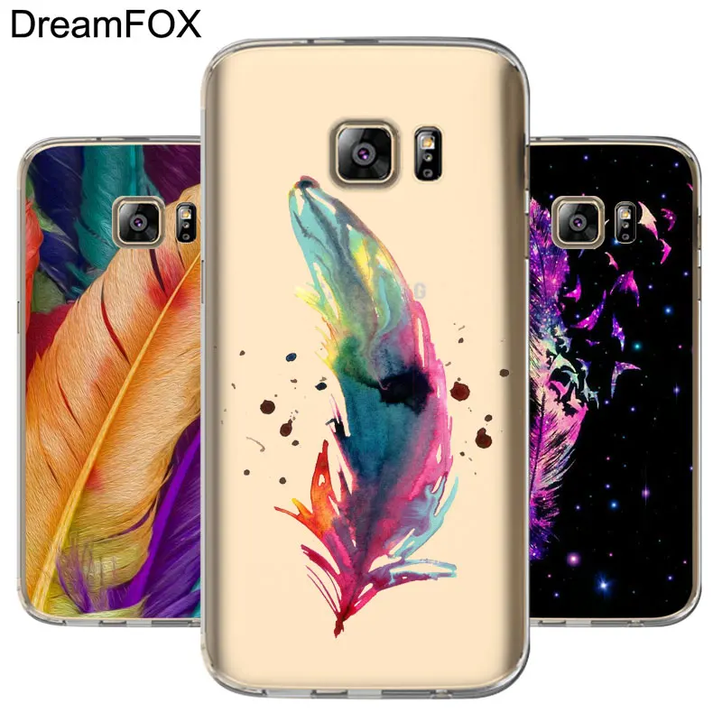 DREAMFOX M189 красочные перья Мягкий ТПУ силиконовый чехол для Samsung Galaxy S5 S6 S7 S8 S9 S10 5G S10E