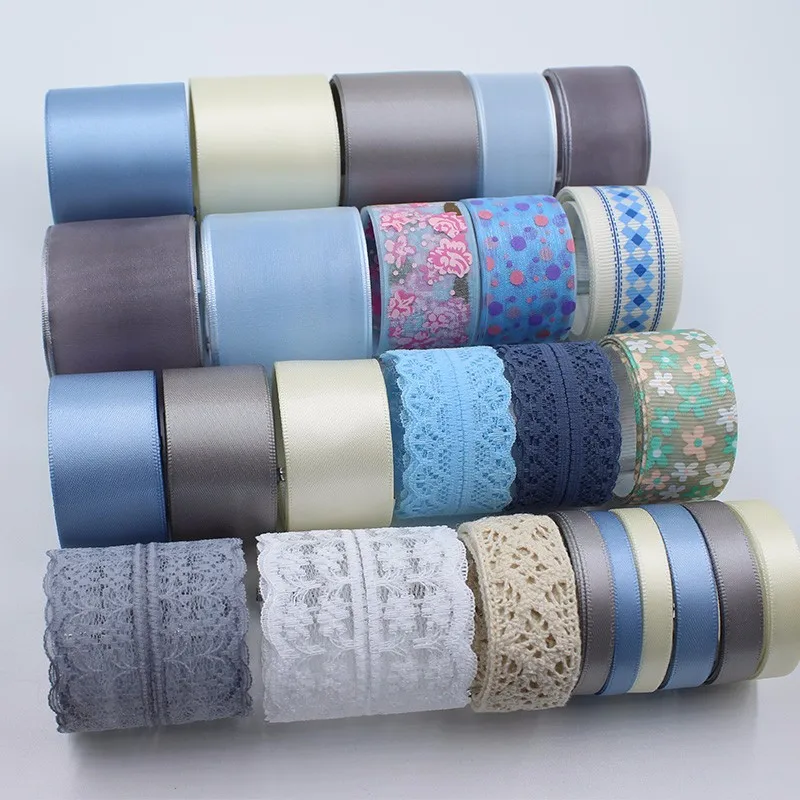 

New High quality 25 YDS mixed 25 style Hand diy hair accessory material accessories bow hairpin cotton lace printe ribbon suit