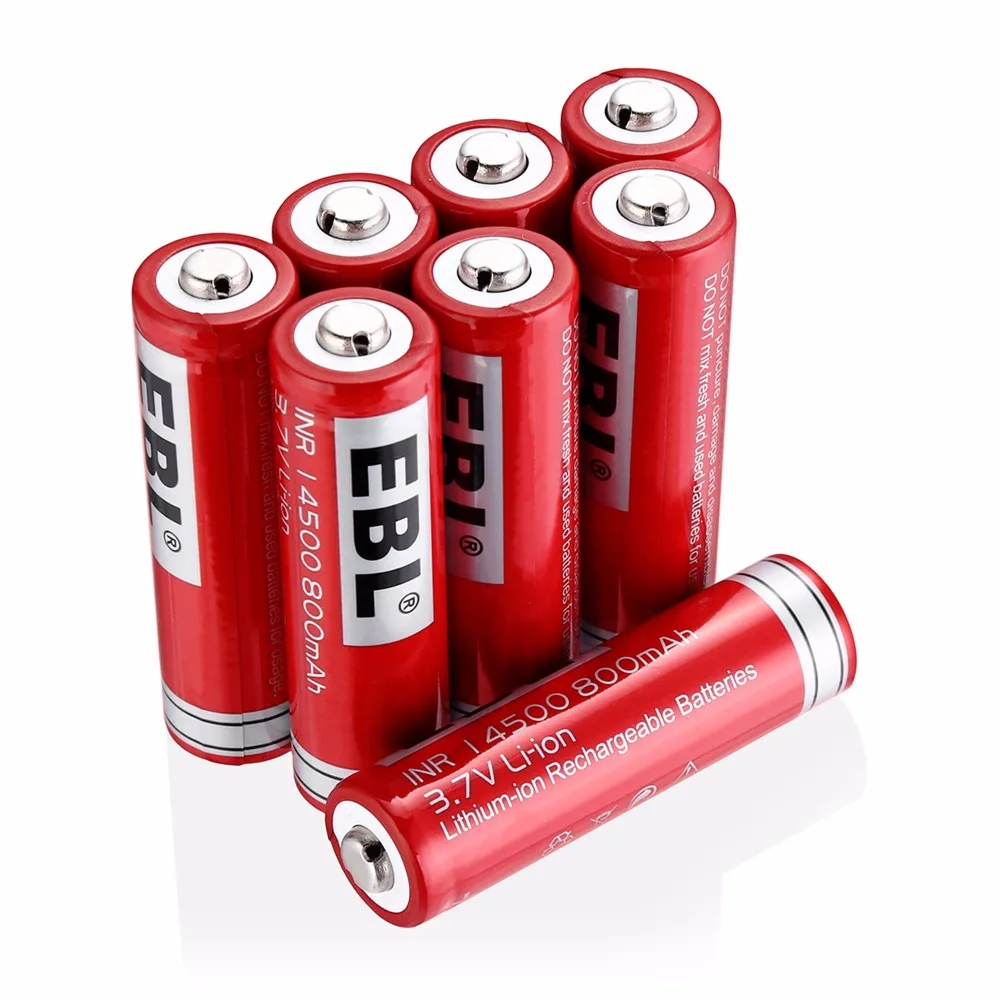EBL 8 шт 14500 батарея 3 7 V 800mAh литий ионная аккумуляторная для светодиодного