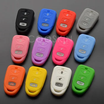 

100pcs/lot Silicone car Key Case Cover Shell For Hyundai Sonata Santa Fe Elantra for Kia Forte Soul Rio 3 button Remote protect