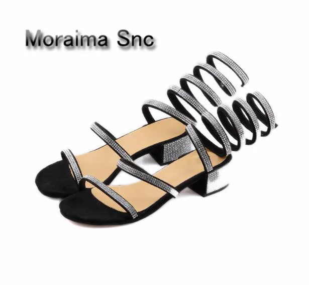 

Moraima Snc brand low heels shoes women black sliver bling crystal slip-on ankle boots for summer Promotions Bohemia sandals