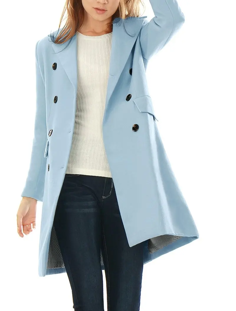 

ZOGAA Women's Clothing 2019 Coat Female New Fashion Spring Coats Turn-down Collar Solid Double Breasted Pocket Slim Woolen coats