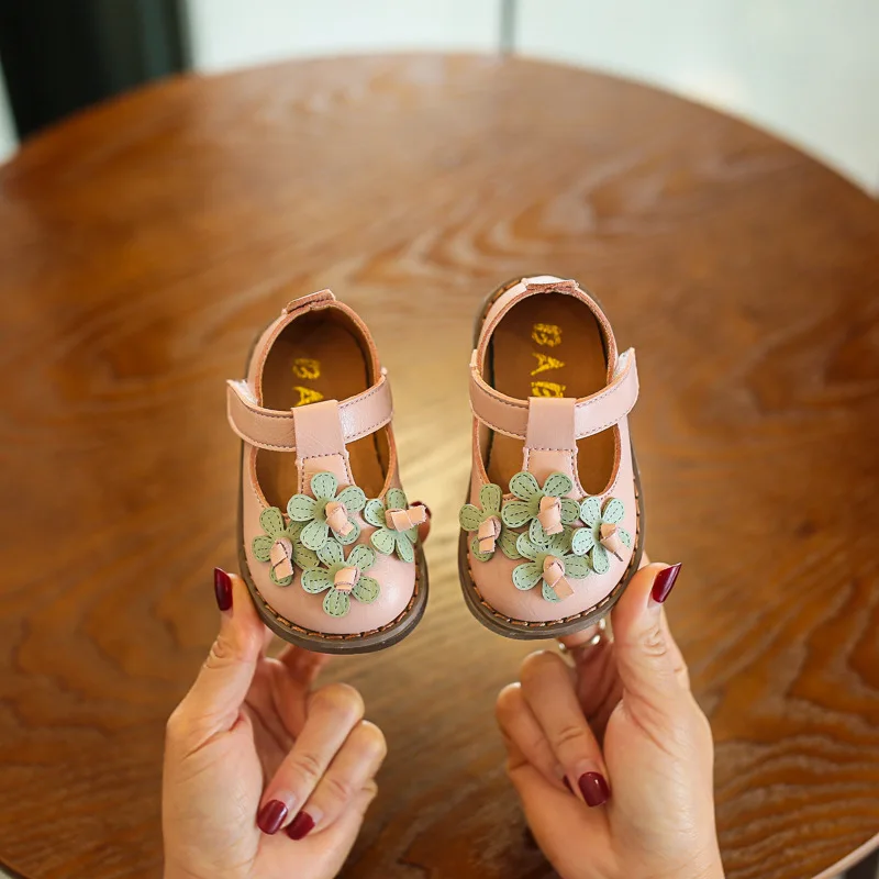 Одежда с цветочным рисунком для принцессы кожаная обувь,, весенний Детский свитер детские, с мягкой подошвой Обувь