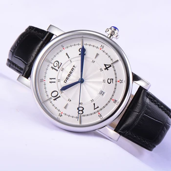 

Fashion classics 43mm DEBERT White Dial date Case Mens Automatic movement mechanical Watch for Men 1838
