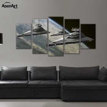 

Canvas Art Posters the Star Wars Movie Cartoon 5 Panel canvas painting Wall Decor Art Pictures for Living Room Picture Home