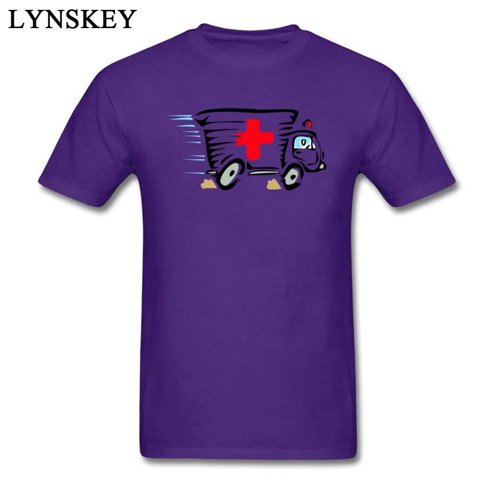 Pure Cotton Boy Short Sleeve Tops T Shirt Ambulance van cartoon art Street Summer T-shirts Casual Slim Fit O-Neck Sweatshirts Ambulance van cartoon art purple