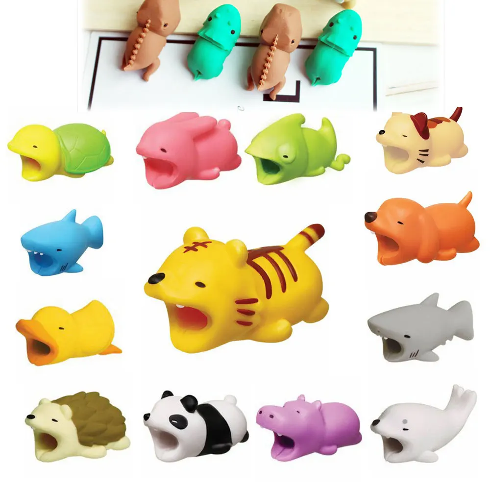 

Duck Pig Animal Bites Dinosaur Shape USB Charger Data Cable Cord Protector Charging line saver For iphone 8 7 6 Cable Protection