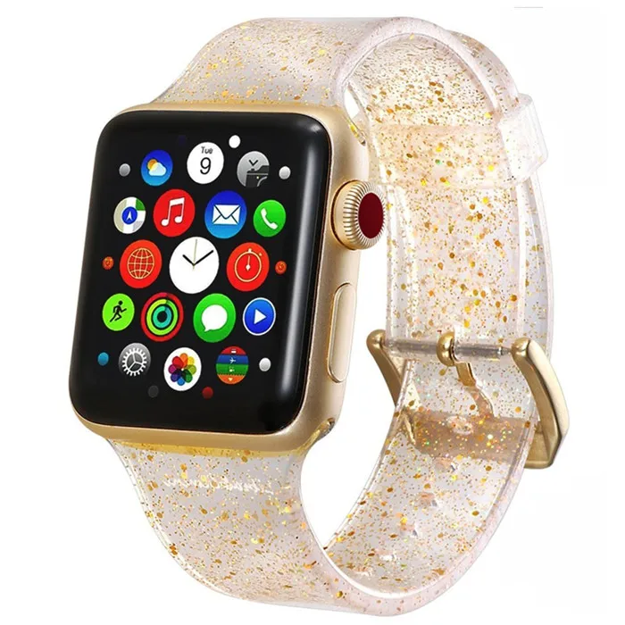 Силиконовые ремешки для Apple Watch 42 мм 44 мм 38 мм 40 мм Silcone для Apple Watch 4 3 2 1 ремешок золотистый для iWatch Band 42 мм ремешок - Цвет ремешка: gold
