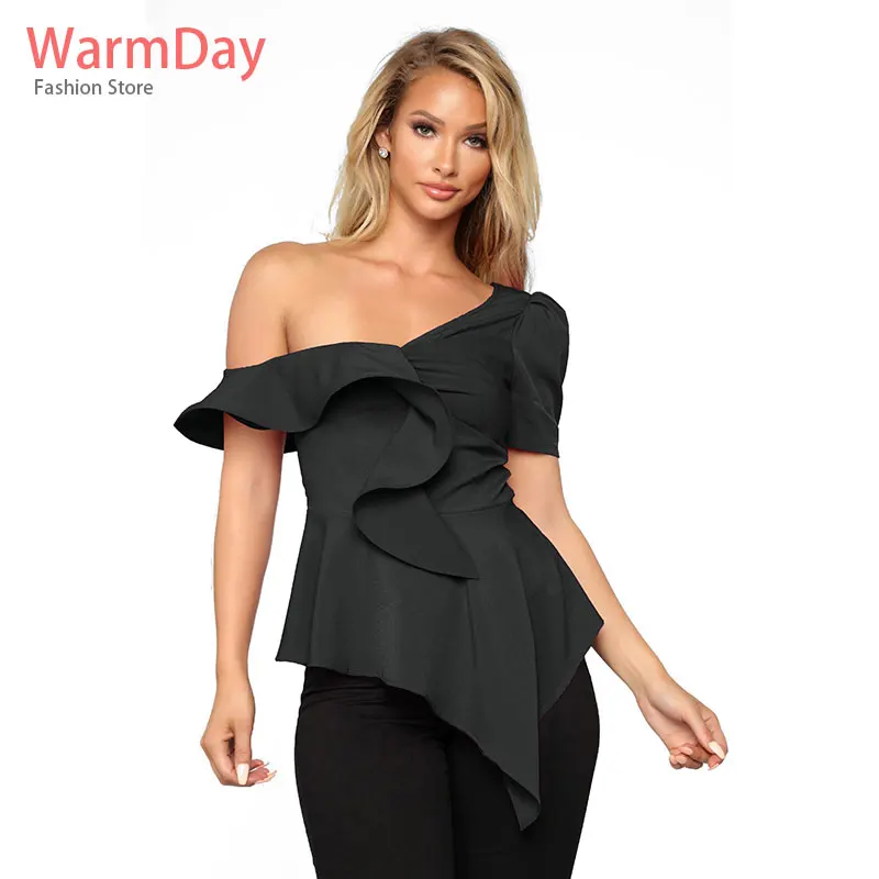 Warmday 2019 летние женские рубашки короткий рукав шифоновый с открытыми плечами