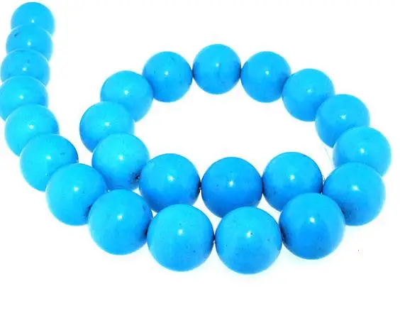 

Unique Pearls jewellery Store Blue Turquoise 16mm Round Gemstone Loose Beads One Full Strand 15 inches LC3-358