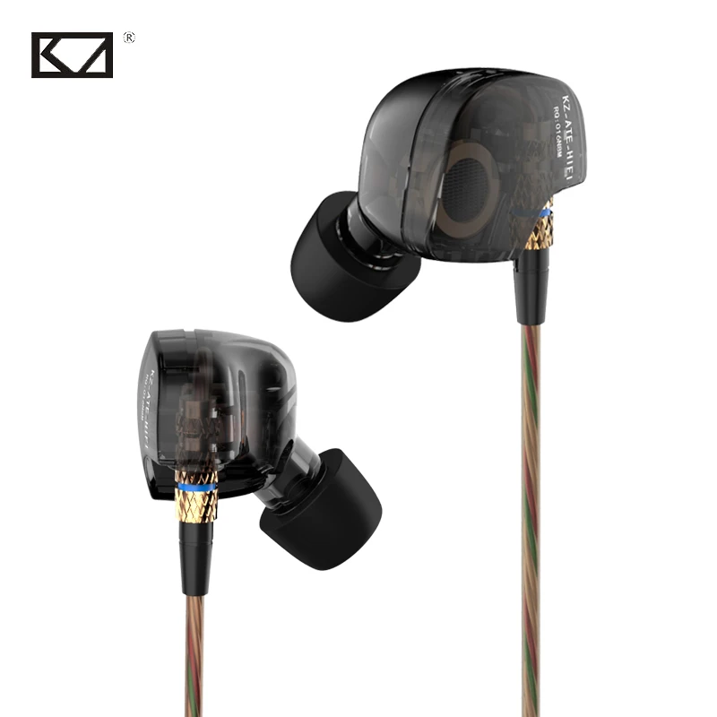 Профессиональные динамические HiFi стерео наушники Fones KZ ATE с микрофоном Fone de Ouvido
