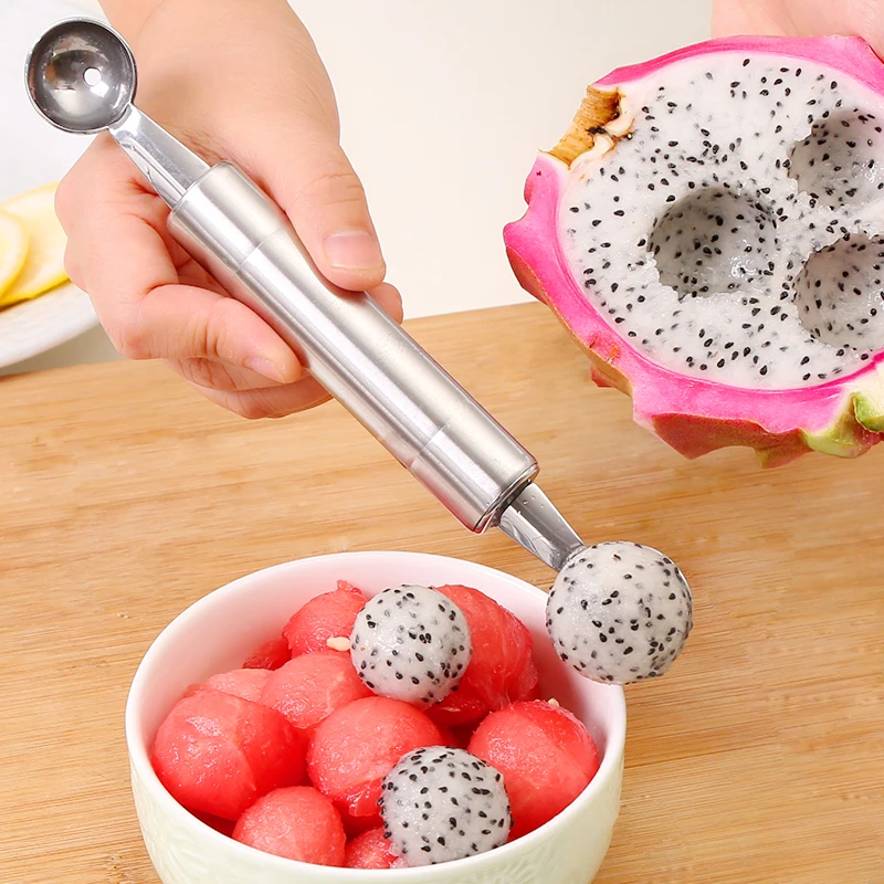 

Stainless Steel Dual Double-end Scoop Fruit Digging Spoons Kitchen Supplies Accessories Tools Melon Baller Ice Cream Scoop